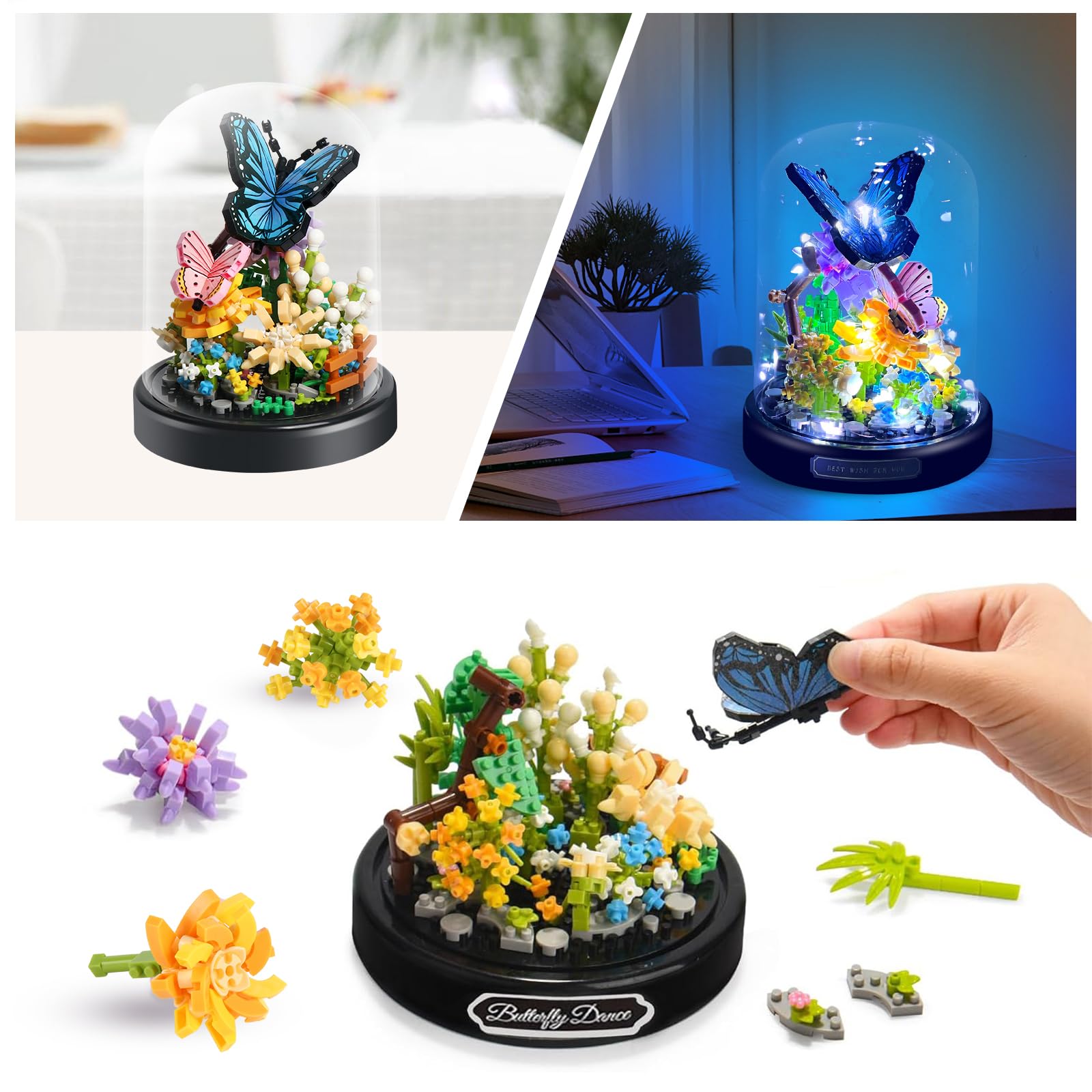 スマホアクセサリー DECO depuis1985 3D FLOWER MALTI CHAIN Amazon.com: ZQJKLE Flower Bouquet Butterfly Building Set